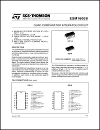 ESM1600BFP datasheet: QUAD COMPARATOR INTERFACE CIRCUIT ESM1600BFP