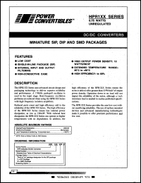 HPR105/H datasheet: DC/DC converter, input 5V, output +/-15V HPR105/H