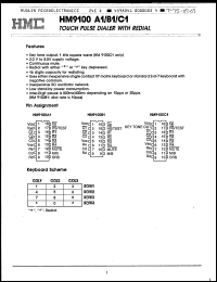 HM9100B1 datasheet: Touch pulse dialer with redial HM9100B1
