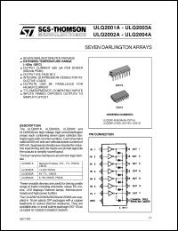 ULQ2001D1 datasheet: EIGHT DARLINGTON ARRAYS ULQ2001D1