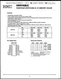 HM9110C datasheet: Tone/pulse switchable & 10 memory dialer HM9110C