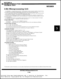 MC6809CP datasheet: 8-bit microprocessor unit 1MHz MC6809CP