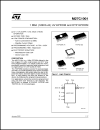 M27C1001 datasheet: 1 MBIT (128KB X8) UV EPROM AND OTP ROM M27C1001