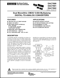 DAC7800KP datasheet: Dual monolithic CMOS 12-Bit multiplying analog-to-digital converter DAC7800KP