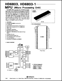 HD6803 datasheet: Micro processing unit, 1MHz HD6803
