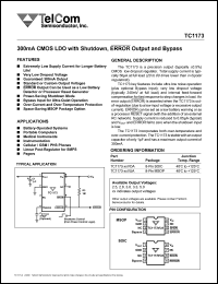 TC1173-3.0VOA datasheet: 300mA CMOS LDO with shutdown, ERROR output and bypass, output 3.0V TC1173-3.0VOA