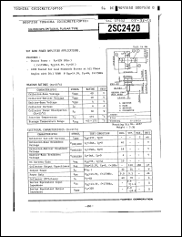 2SC2420 datasheet: NPN transistor for VHF band power amplifier applications, 40V, 6A 2SC2420