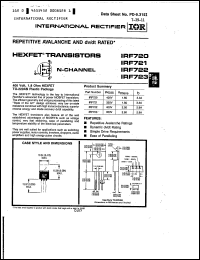 IRF723 datasheet: N-channel HEXFET, 350V, 2.8A IRF723