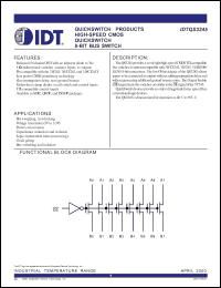 IDTQS3245Q datasheet: High-speed CMOS quickswitch 8-bit bus switchHigh-speed CMOS quickswitch 8-bit bus switch IDTQS3245Q