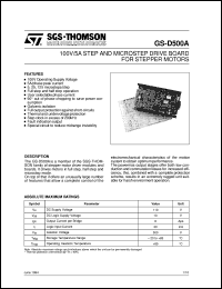 GS-D500A datasheet: 100 V / 5A STEP AND MICROSTEP DRIVE BOARD FOR STEPPER MOTORS GS-D500A
