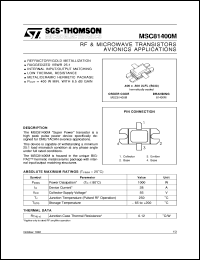 MSC81400M datasheet: AVIONICS APPLICATIONS RF & MICROWAVE TRANSISTORS MSC81400M