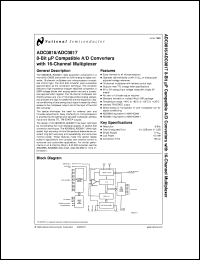 ADC0817MWC datasheet: 8-Bit Microprocessor Compatible A/D Converter with 16-Channel Multiplexer ADC0817MWC