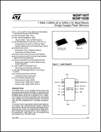 M29F100B datasheet: 1 MBIT (128KB X 8 OR 64KB X 16, BOOT BLOCK) SINGLE SUPPLY FLASH MEMORY M29F100B