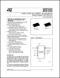 M29F400T datasheet: NND - 4 MBIT (512KB X8 OR 256KB X16, BOOT BLOCK) SINGLE SUPPLY FLASH MEMORY M29F400T