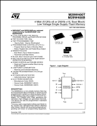 M29W400B datasheet: NND - 4 MBIT (512KB X8 OR 256KB X16, BOOT BLOCK) LOW VOLTAGE SINGLE SUPPLY FLASH MEMORY M29W400B