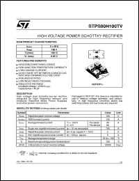 STPS80H100TV datasheet: HIGH VOLTAGE POWER SCHOTTKY RECTIFIERS STPS80H100TV
