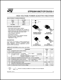 STPS20H100CT datasheet: HIGH VOLTAGE POWER SCHOTTKY RECTIFIER STPS20H100CT