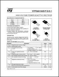 STPS8H100F datasheet: HIGH VOLTAGE POWER SCHOTTKY RECTIFIER STPS8H100F