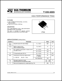 T1235-600G datasheet: HIGH PERFORMANCE TRIAC T1235-600G