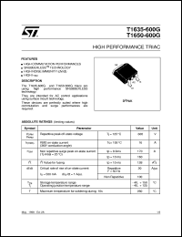 T1635-600G datasheet: HIGH PERFORMANCE TRIAC T1635-600G