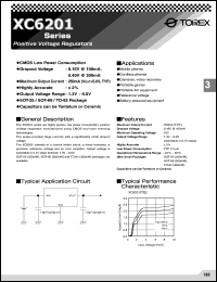 XC6201P362LB datasheet: 250mA positive voltage regulator, tolerance 2%, output 3.6V XC6201P362LB