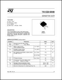 TS1220-600B datasheet: SENSITIVE SCR TS1220-600B