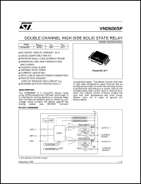 VND600SP datasheet: DOUBLE CHANNEL HIGH SIDE SOLID STATE RELAY VND600SP