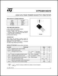 STPS30H100CW datasheet: HIGH VOLTAGE POWER SCHOTTKY RECTIFIER STPS30H100CW
