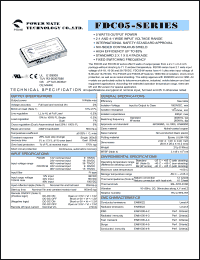 FDC05-12S05 datasheet: Input range:9-18 VDC;output voltage:5 VDC; output current:1000 mA;input current:556 mA; 5 W DC-DC converter FDC05-12S05