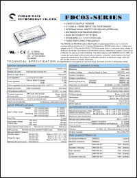 FDC05-24D12 datasheet: Input range:18-36 VDC;output voltage:+/-12 VDC; output current:+/-230 mA;input current:295 mA; 5 W DC-DC converter FDC05-24D12