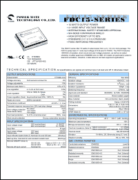 FDC15-24D05 datasheet: Input range:9-36 VDC;output voltage:+/-5 VDC; output current:+/-1500 mA;input current:822 mA; 15 W DC-DC converter FDC15-24D05