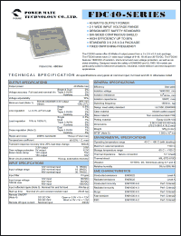 FDC40-12D05 datasheet: Input range:9-18 VDC;output voltage:+/-5 VDC; output current:+7000/-1000 mA;input current:4330 mA; 40 W DC-DC converter FDC40-12D05