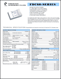 FDC60-48S15 datasheet: Input range:36-75 VDC;output voltage:15 VDC; output current:4 A;input current:1450 mA; 60 W DC-DC converter FDC60-48S15