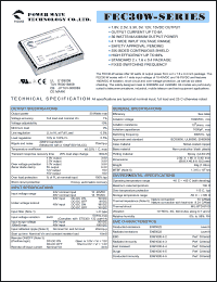 FEC30-24S15W datasheet: Input range:10-40 VDC;output voltage:15 VDC; output current:2000 mA;input current:1488 mA; 30 W DC-DC converter FEC30-24S15W