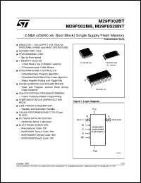 M29F002BB70N1 datasheet: 2 MBIT (256KB X8, BOOT BLOCK) SINGLE SUPPLY FLASH MEMORY M29F002BB70N1