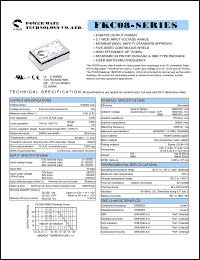 FKC08-12S12 datasheet: Input range:9-18 VDC;output voltage:12 VDC; output current:666 mA;input current:833 mA; 8 W DC-DC converter FKC08-12S12