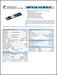 OPN20-03S2P1 datasheet: Input range:3.0-3.6 VDC;output voltage:2.1 VDC; output current:6000 mA;input current:4780 mA; 20 W DC-DC converter OPN20-03S2P1