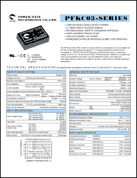 PFKC03-05S12 datasheet: Input range:4.5-6 VDC;output voltage:12 VDC; output current:250 mA;input current:835 mA; 3 W DC-DC converter PFKC03-05S12