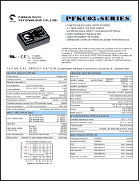 PFKC03-48D15 datasheet: Input range:36-75 VDC;output voltage:+/-15 VDC; output current:+/-100 mA;input current:84 mA; 3 W DC-DC converter PFKC03-48D15