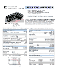 PFKC05-12D15 datasheet: Input range:9-18 VDC;output voltage:+/-15 VDC; output current:+/-190 mA;input current:625 mA; 5 W DC-DC converter PFKC05-12D15