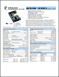 QEB100-48S3P3 datasheet: Input range:36-75 VDC;output voltage:3.3 VDC; output current:25 A; 100 W single output DC-DC converter QEB100-48S3P3