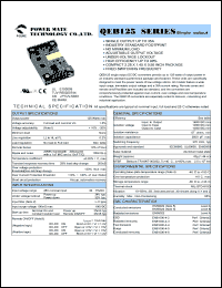 QEB125-48S05-P datasheet: Input range:36-75 VDC;output voltage:5 VDC; output current:25 A; 125 W single output DC-DC converter QEB125-48S05-P