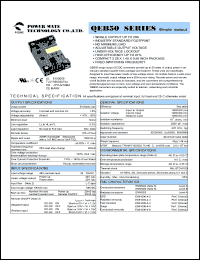 QEB50-48S3P3 datasheet: Input range:36-75 VDC;output voltage:3.3 VDC; output current:15 A; 50 W single output DC-DC converter QEB50-48S3P3
