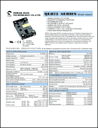 QEB75-48S05-K datasheet: Input range:36-75 VDC;output voltage:5 VDC; output current:15 A; 75 W single output DC-DC converter QEB75-48S05-K