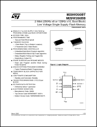 M29W200BT datasheet: 2 MBIT (256KB X8 OR 128KB X16, BOOT BLOCK) LOW VOLTAGE SINGLE SUPPLY FLASH MEMORY M29W200BT