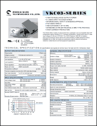VKC03-48S05 datasheet: Input range:18-75 VDC;output voltage:5 VDC; output current:500 mA;input current:74 mA; 3 W  DC-DC converter VKC03-48S05