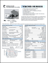 VKC03-48D15 datasheet: Input range:18-75 VDC;output voltage:+/-15 VDC; output current:+/-100 mA;input current:85 mA; 3 W  DC-DC converter VKC03-48D15