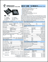 HEC100-48S1P8 datasheet: Input range:36-75 VDC;output voltage:1.8 VDC; output current:25 A;input current:1.157 A; 100 W  single output DC-DC converter HEC100-48S1P8