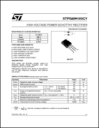 STPS80H100CY datasheet: HIGH VOLTAGE POWER SCHOTTKY RECTIFIER STPS80H100CY
