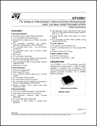 STV2001 datasheet: I2C SINGLE FREQUENCY PROCESSOR AND 120 MHZ RGB PREAMPLIFIER STV2001
